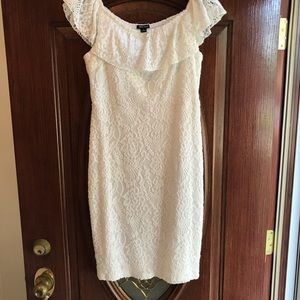 White lace off shoulder dress